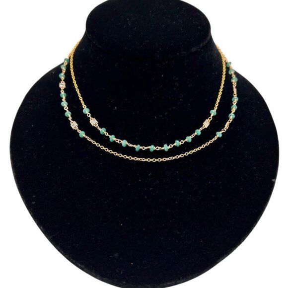 Two Strands Green Peridot Necklace - Picture 3 of 3